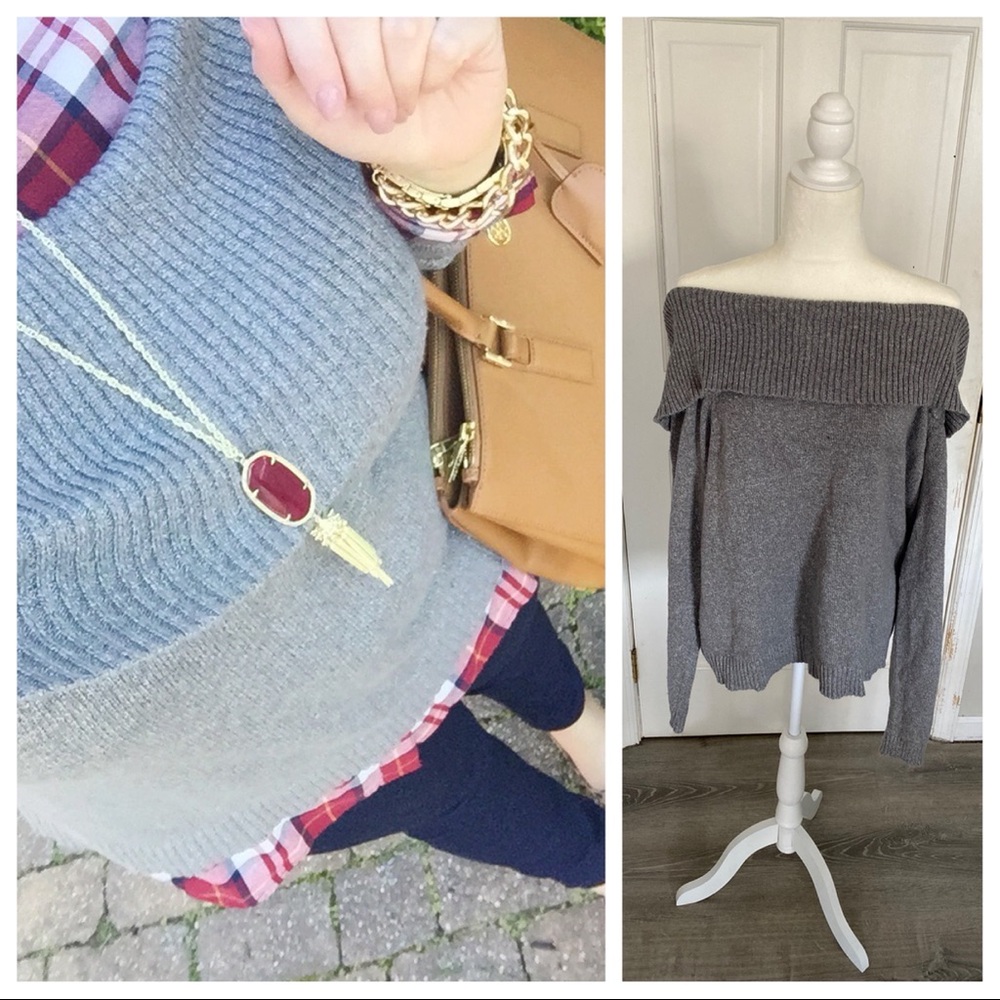 Aerie Off The Shoulder Gray Sweater Size XXL